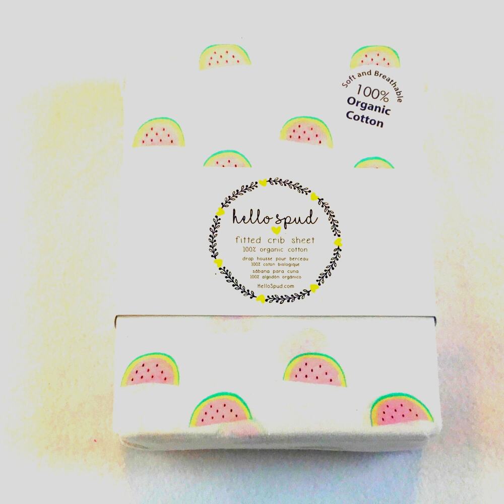 Crib Sheet Fitted Hello Spud Watermelon Print New in Pkg - Picture 2 of 3